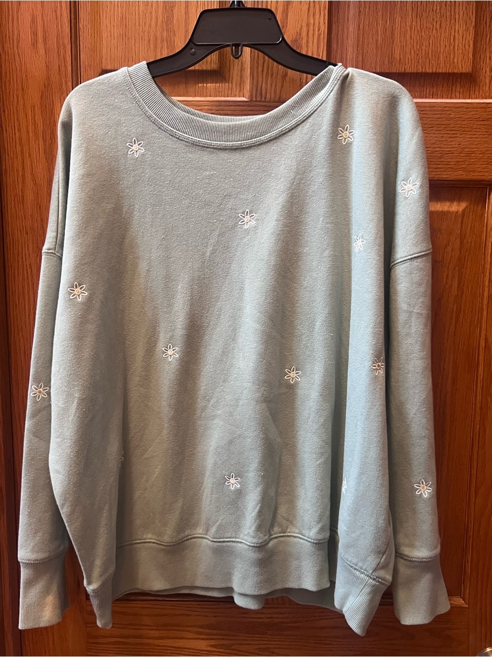 Maurices Sage Green Daisy Embroidered Sweatshirt